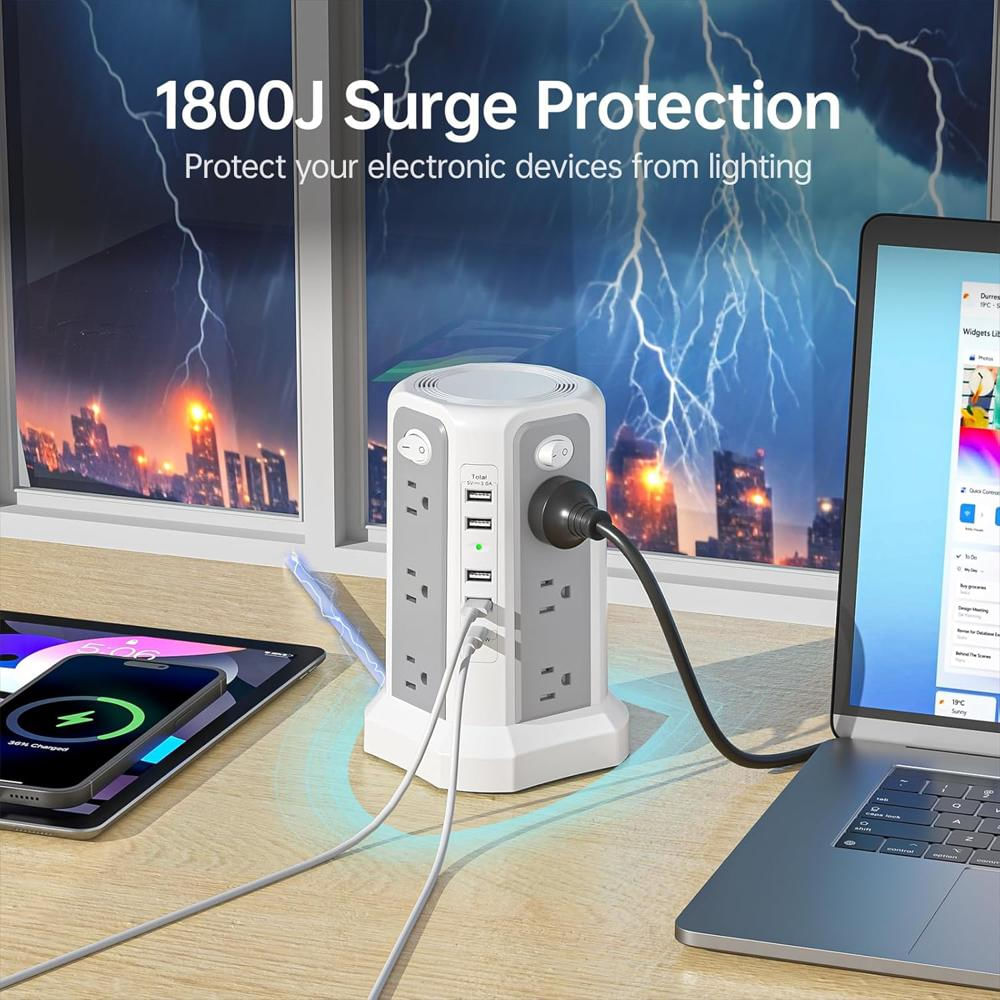 Conductores Y Cables Electricos Passus Regleta 12 Salidas + 5 Usb (1Xusb C Pd18w) Protector Sobretensiones img #3