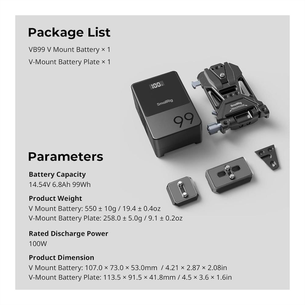 Kit De Batería Mini V Mount Smallrig Vb99 Con Placa V Lock Smallrig 5048 img #5