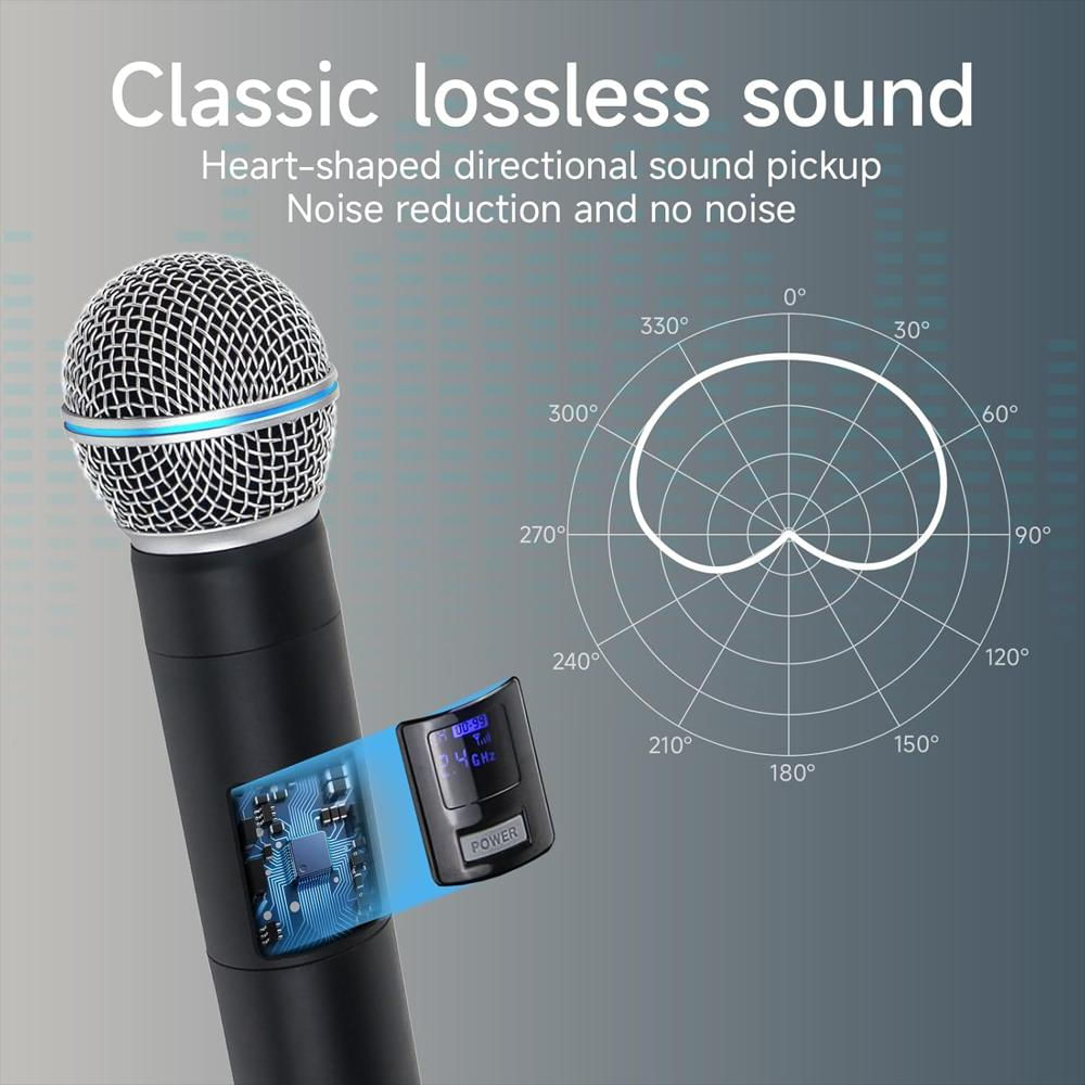 Micrófono Inalámbrico Loewieta Up160 Pies De Alcance Recarga Gris img #2