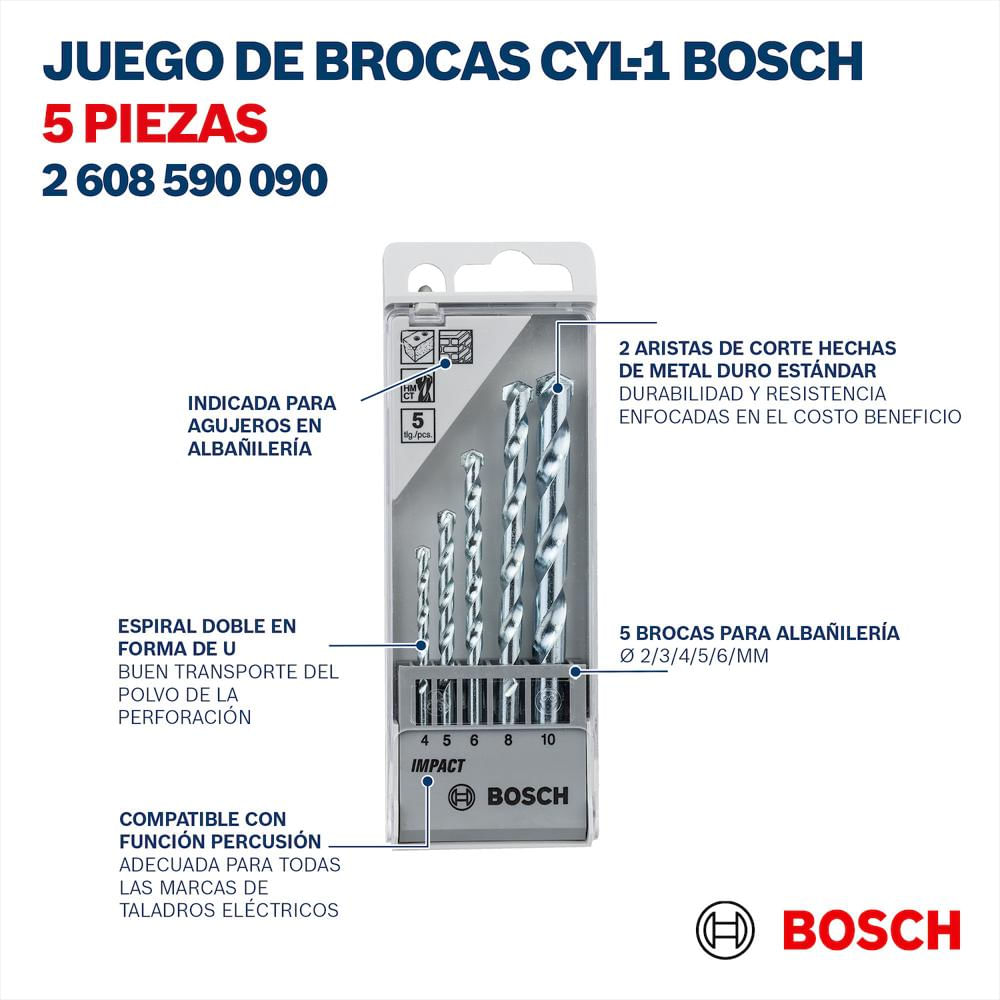 Brocas Para Muro 4.5.6.8.10Mm Impact Jgo 5Pzs Prof img #3