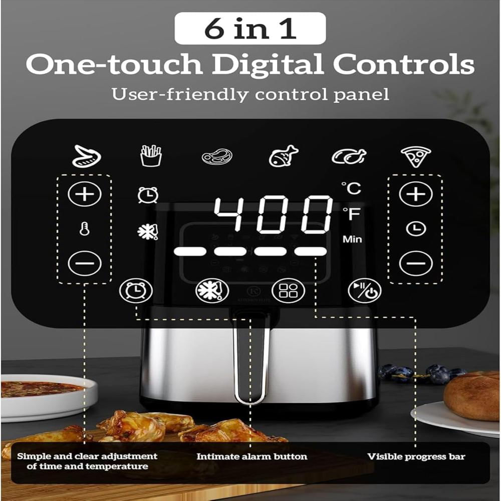 Freidoras Kitchen Elite Kitchen Elite Acero Inoxidable Horno Digital 6 Programas Pantalla Digital 5.28 Qt (5 L) Cesta img #3