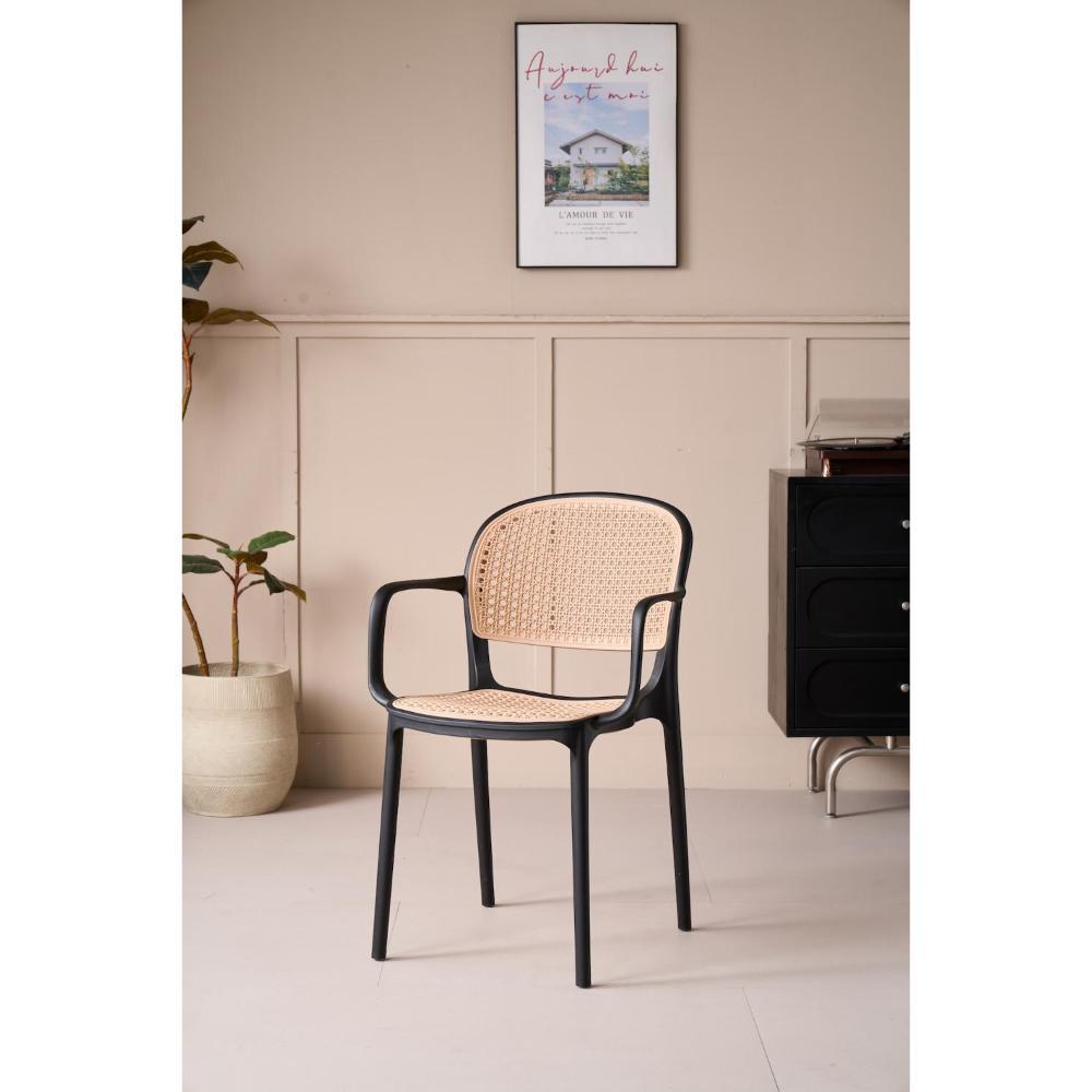 Silla Con Brazos Nest, Color Negro Y Taupe, Con Espaldar img #2