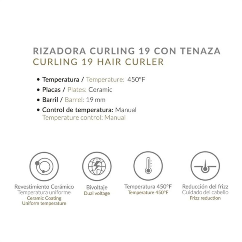 Pinza Alizz Curling 19 pulgadas Profesional Barril Extra Lila img #3