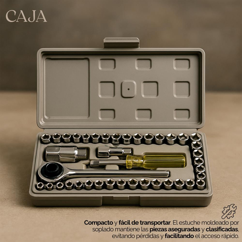 Juego De Llaves Y Copas Caja Herramientas X40 Piezas Acero img #4