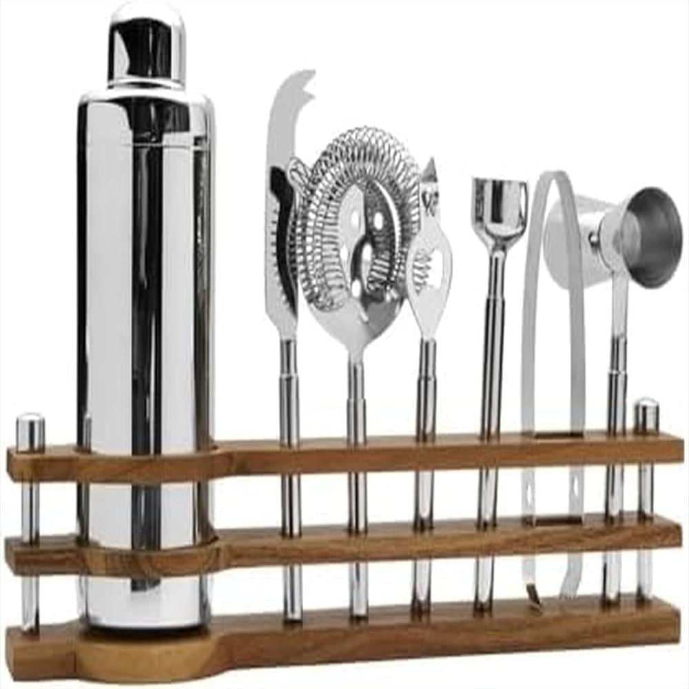 Juego De Herramientas De Barra Bliss Con Soporte De Madera, 8 Piezas img #1