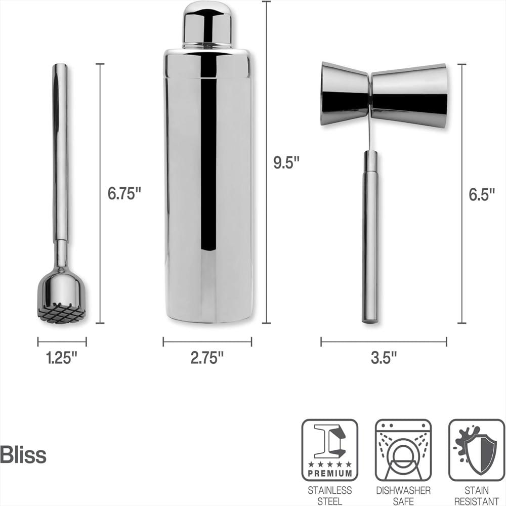 Juego De Herramientas De Barra Bliss Con Soporte De Madera, 8 Piezas img #3