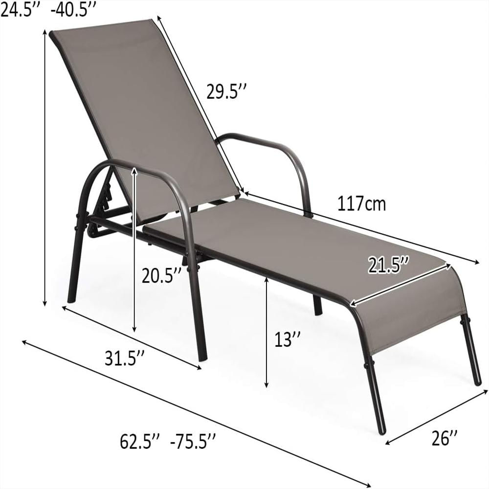 2 Sillas Acero Resistente Plegable Gris Respaldo Ajustable Reclinables Para Patio img #3