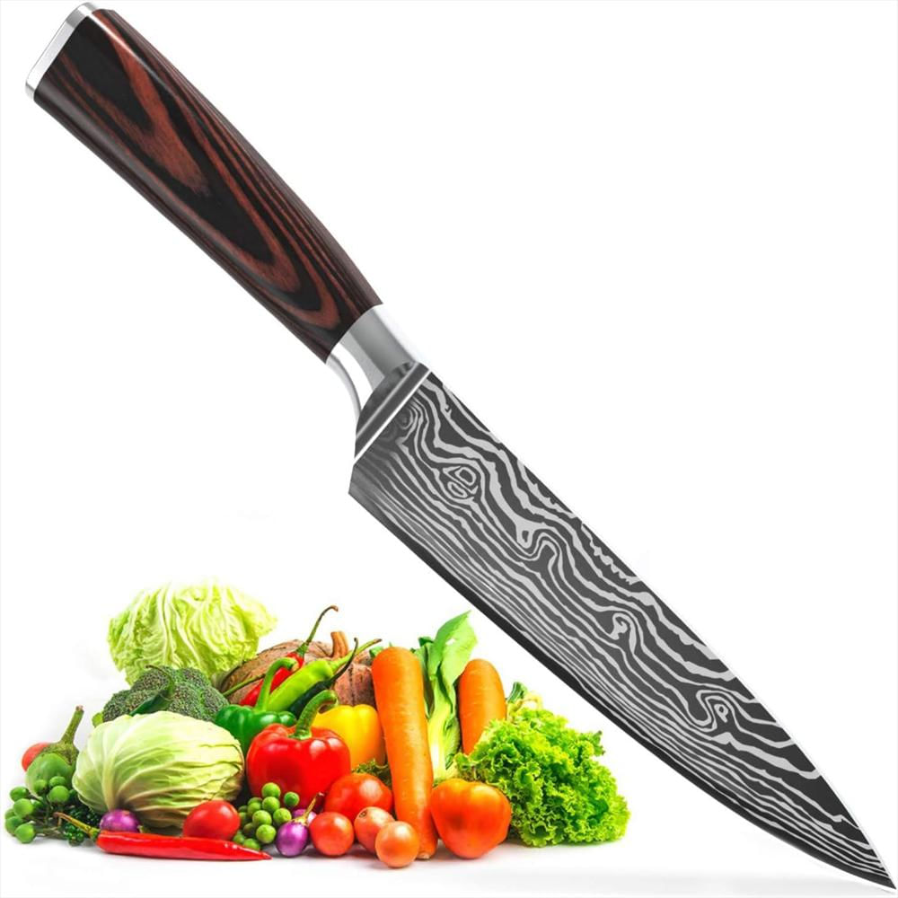 Cuchillo De Chef Profesional De 20 Cm Con Diseño Damasco Grabado img #1