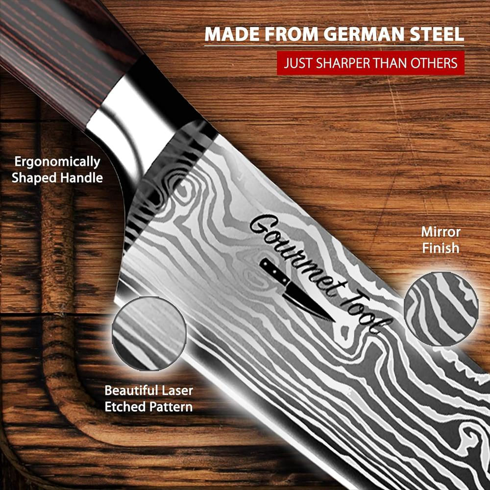 Cuchillo De Chef Profesional De 20 Cm Con Diseño Damasco Grabado img #3