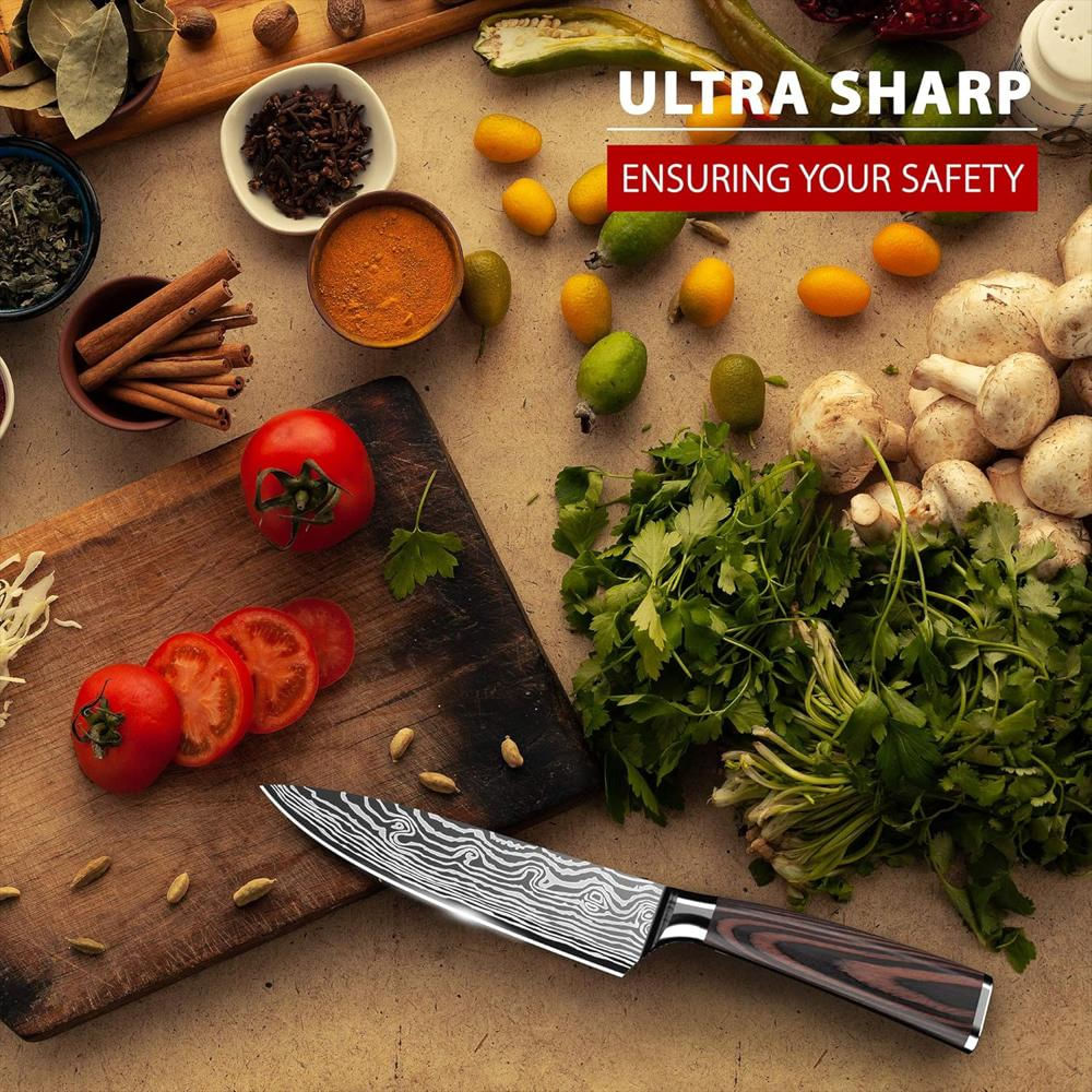Cuchillo De Chef Profesional De 20 Cm Con Diseño Damasco Grabado img #4