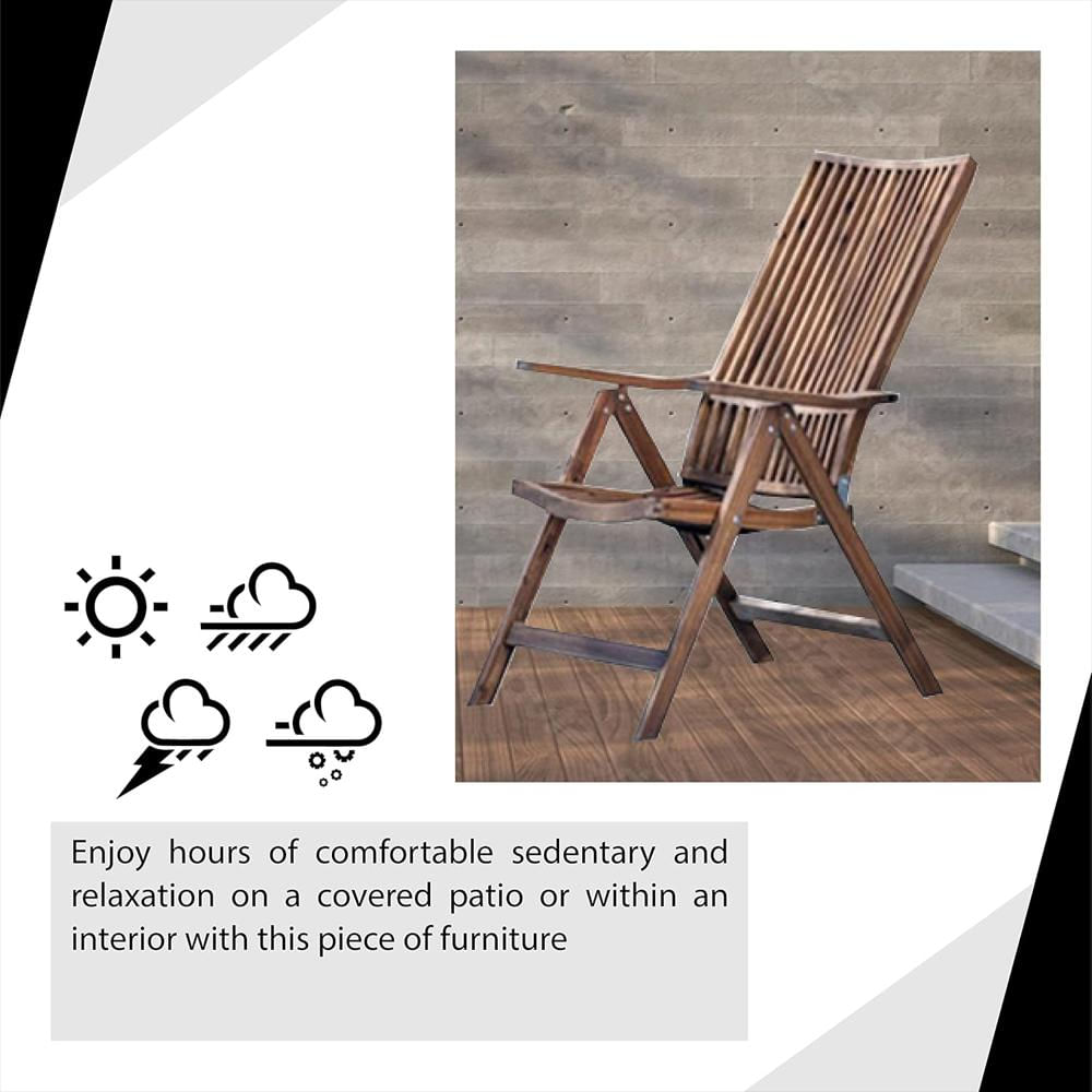 Silla Ab Home Acacia Natural Ajustable 5 Posiciones Plegable Interior/Exterior 18.9 img #4