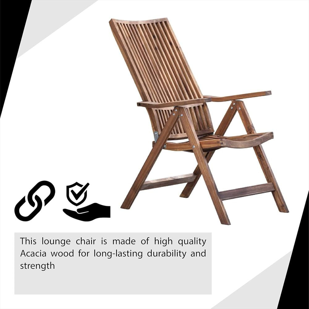 Silla Ab Home Acacia Natural Ajustable 5 Posiciones Plegable Interior/Exterior 18.9 img #5