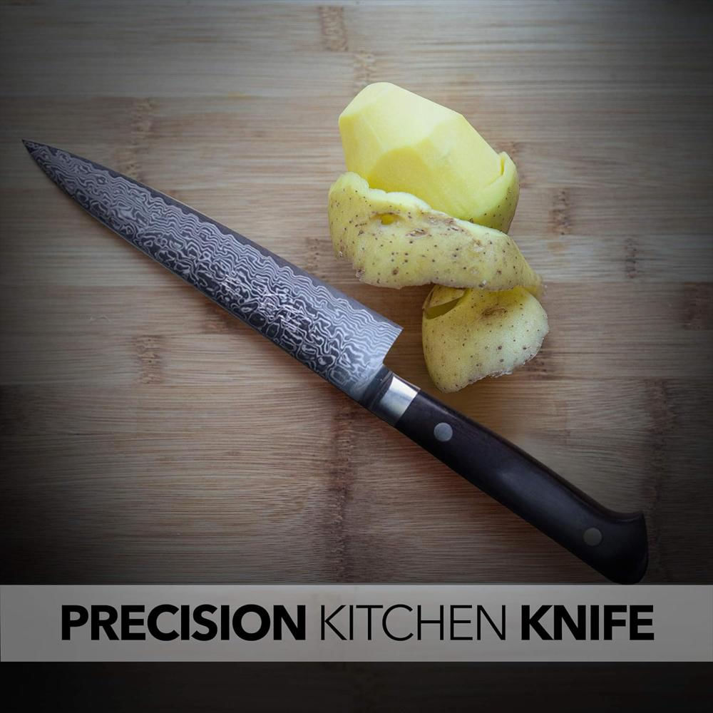 Cuchillo Chef Damasco Acero Pulido Mango Pakka Negro 14.99 Cm img #3