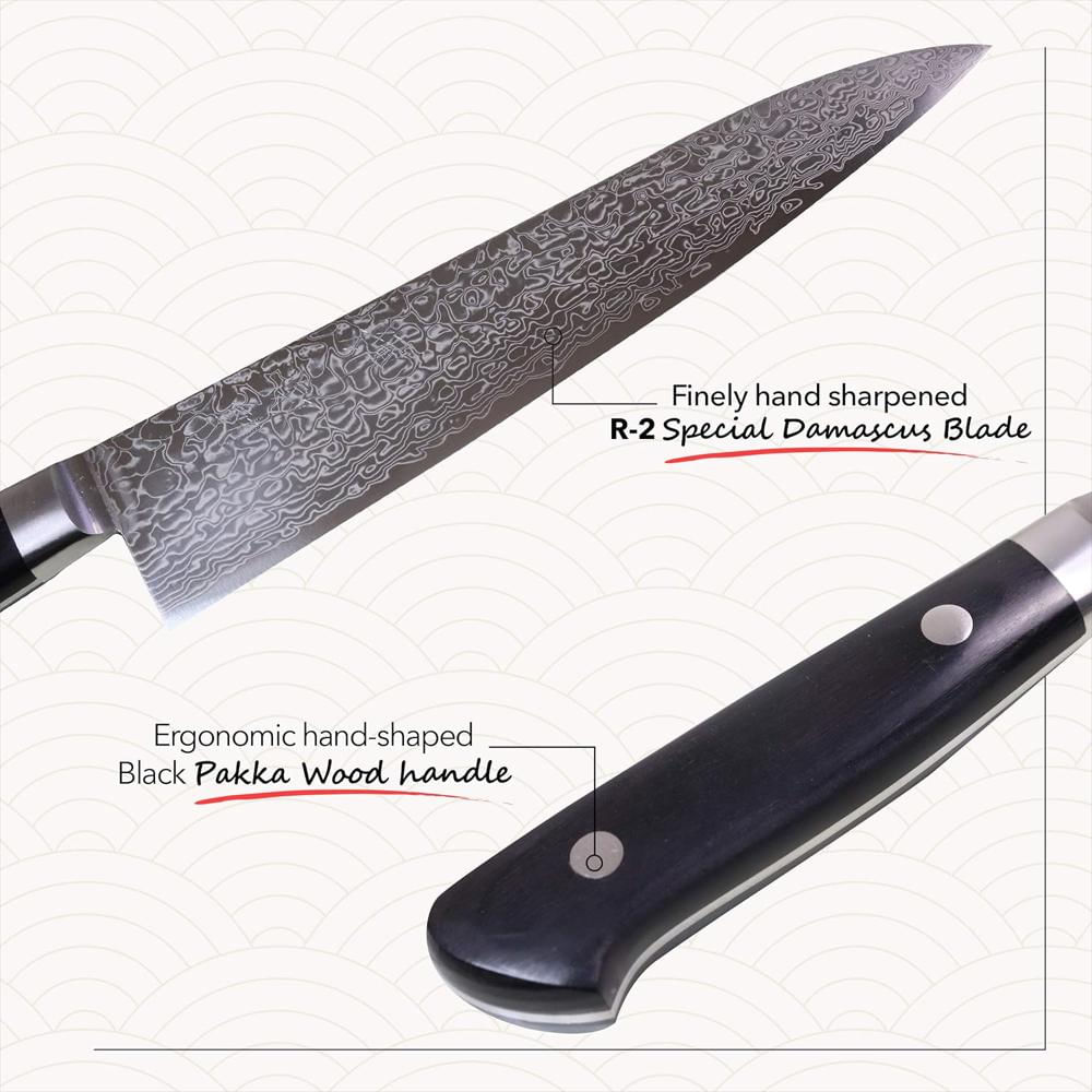 Cuchillo Chef Damasco Acero Pulido Mango Pakka Negro 14.99 Cm img #5