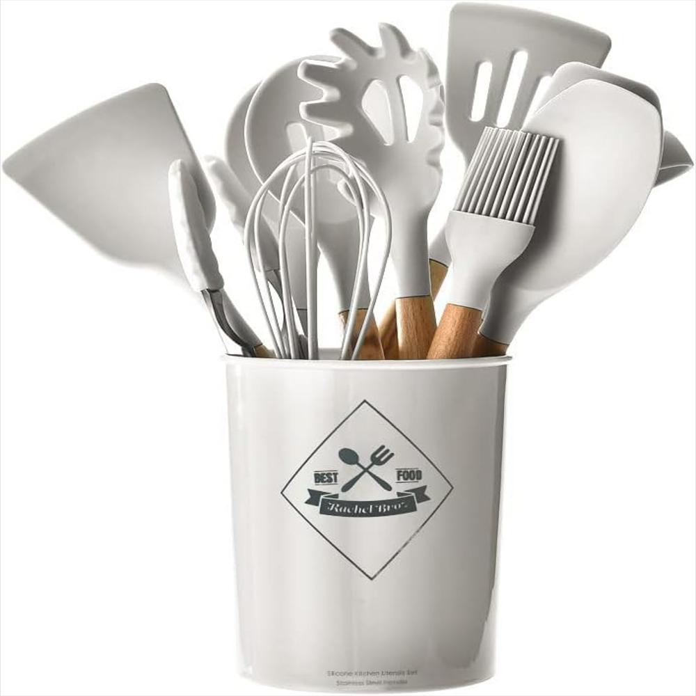 Juego De Utensilios De Cocina De 11 Piezas Con Mango De Madera Y Silicona img #1