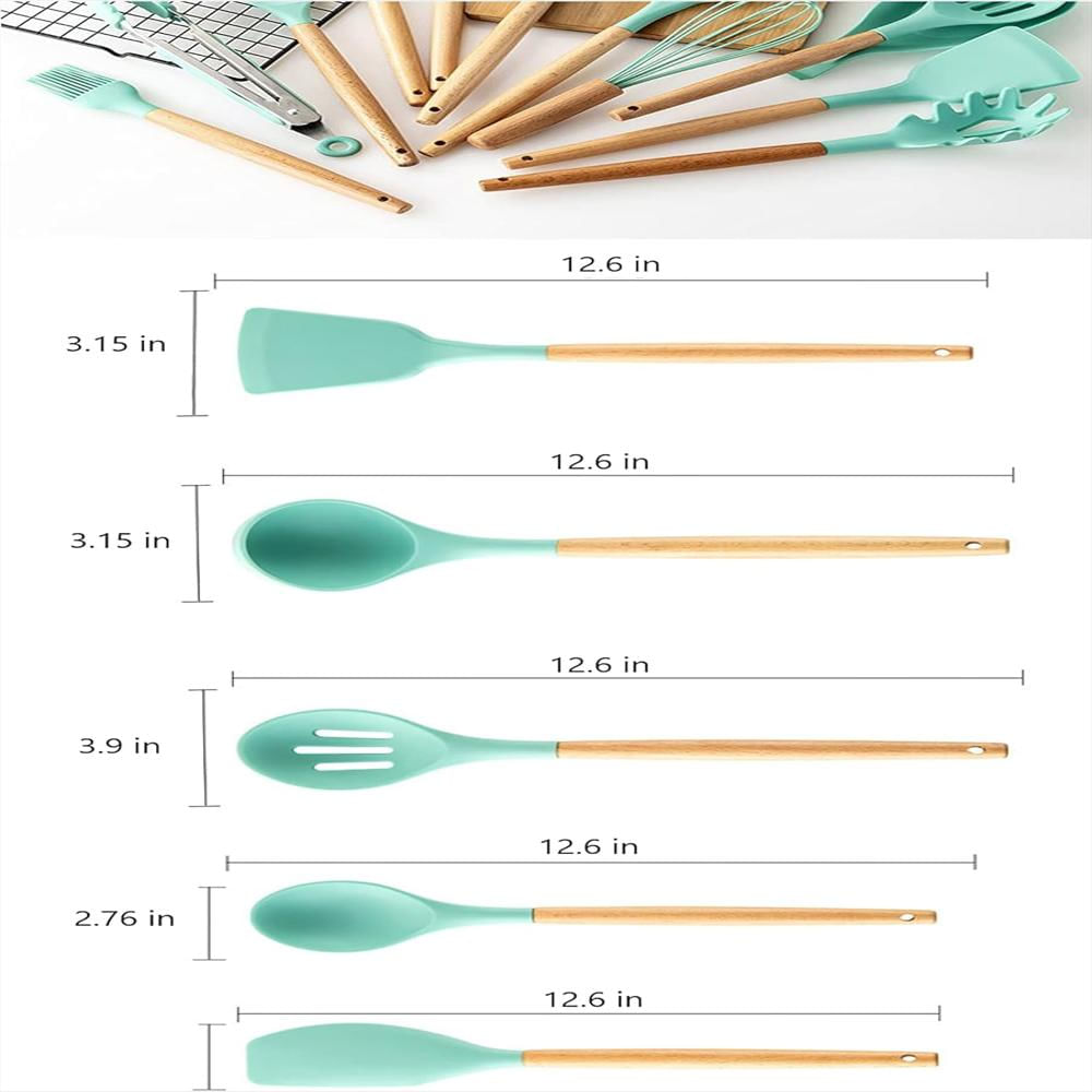 Juego De Utensilios De Cocina De 11 Piezas Con Mango De Madera Y Silicona img #3