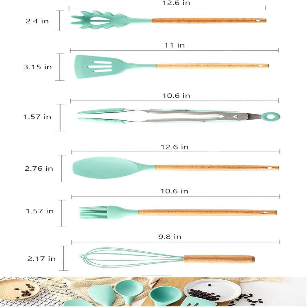 Juego De Utensilios De Cocina De 11 Piezas Con Mango De Madera Y Silicona img #4