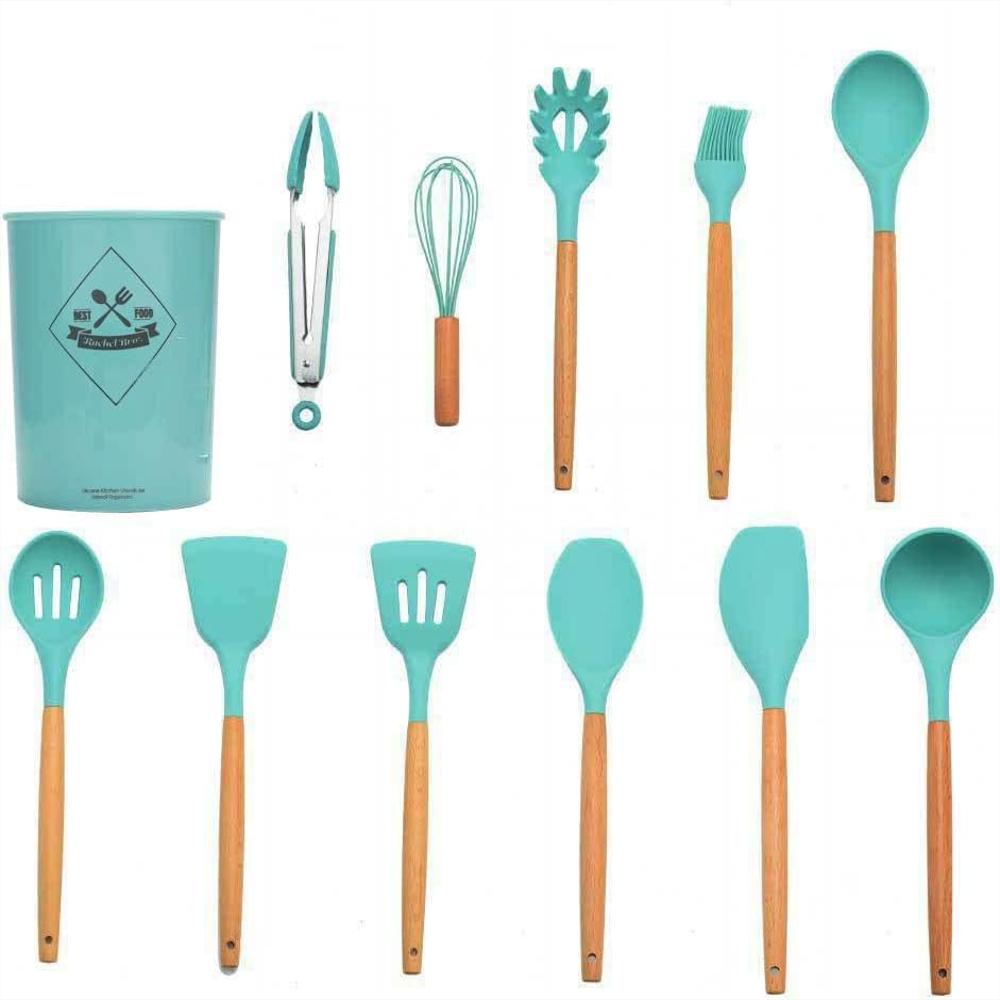 Juego De Utensilios De Cocina De 11 Piezas Con Mango De Madera Y Silicona img #5