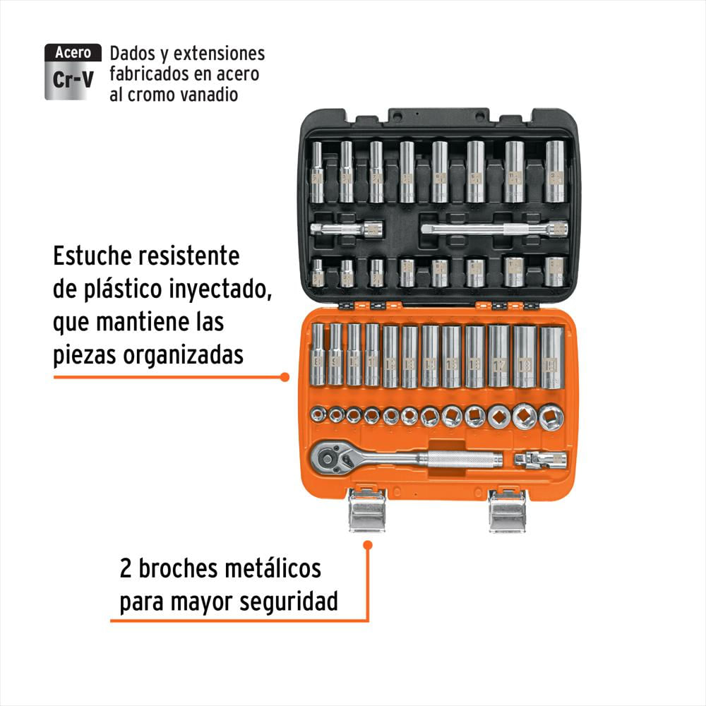 Juego 45 Herramientas Mecánico Copas Ratchet 3/8'' Truper img #2