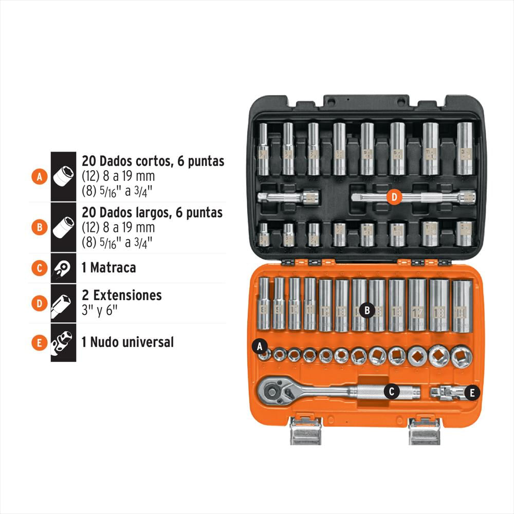 Juego 45 Herramientas Mecánico Copas Ratchet 3/8'' Truper img #4