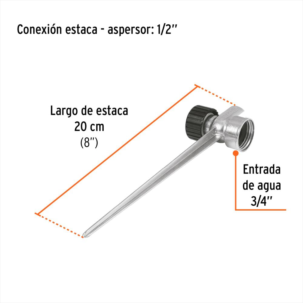 Estaca Metálica Aspersor 2 Vías Truper Universal Rosca 3/4'' img #3