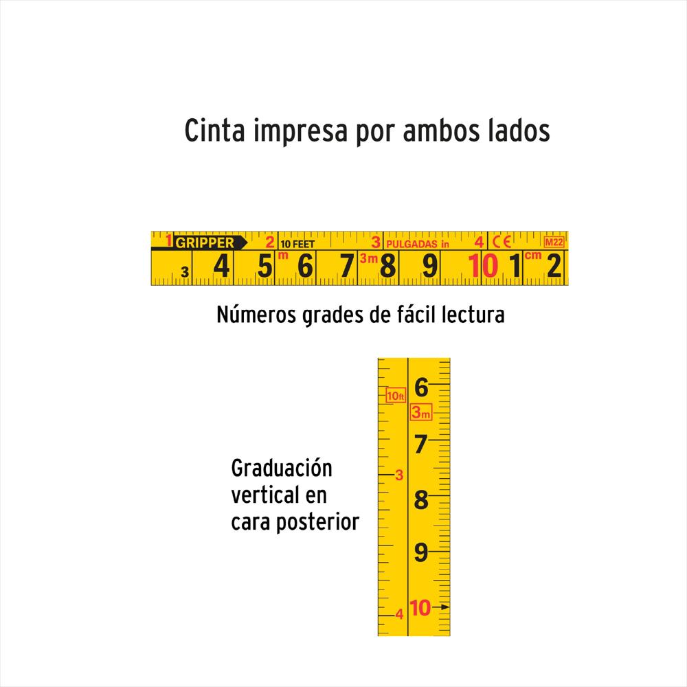 Caja 12 Flexómetros Gripper 5M X 13Mm Truper Cinta Amarilla img #2