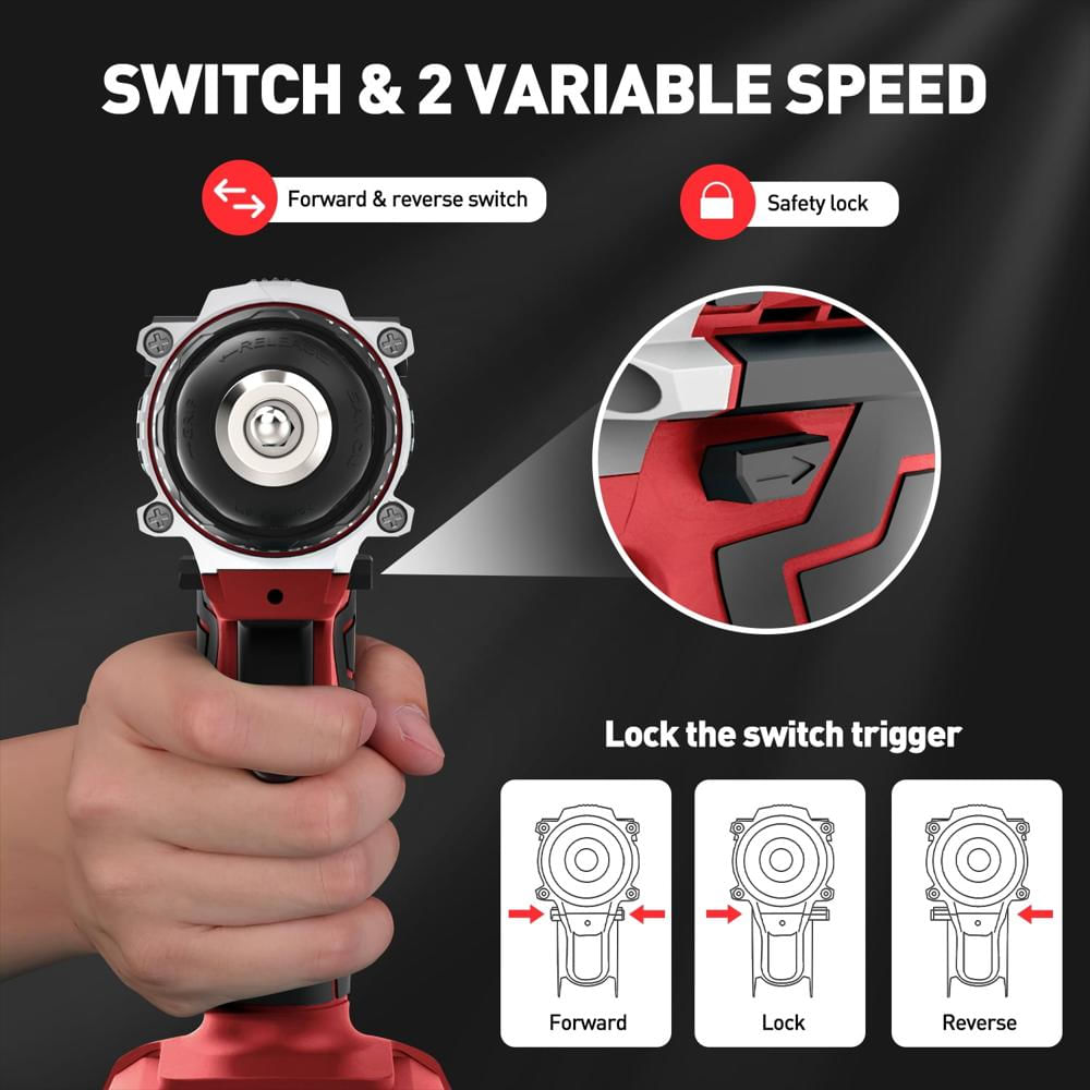 Taladro Inalámbrico Cshidworld 20 V 3/8″ Con 2 Baterías img #2