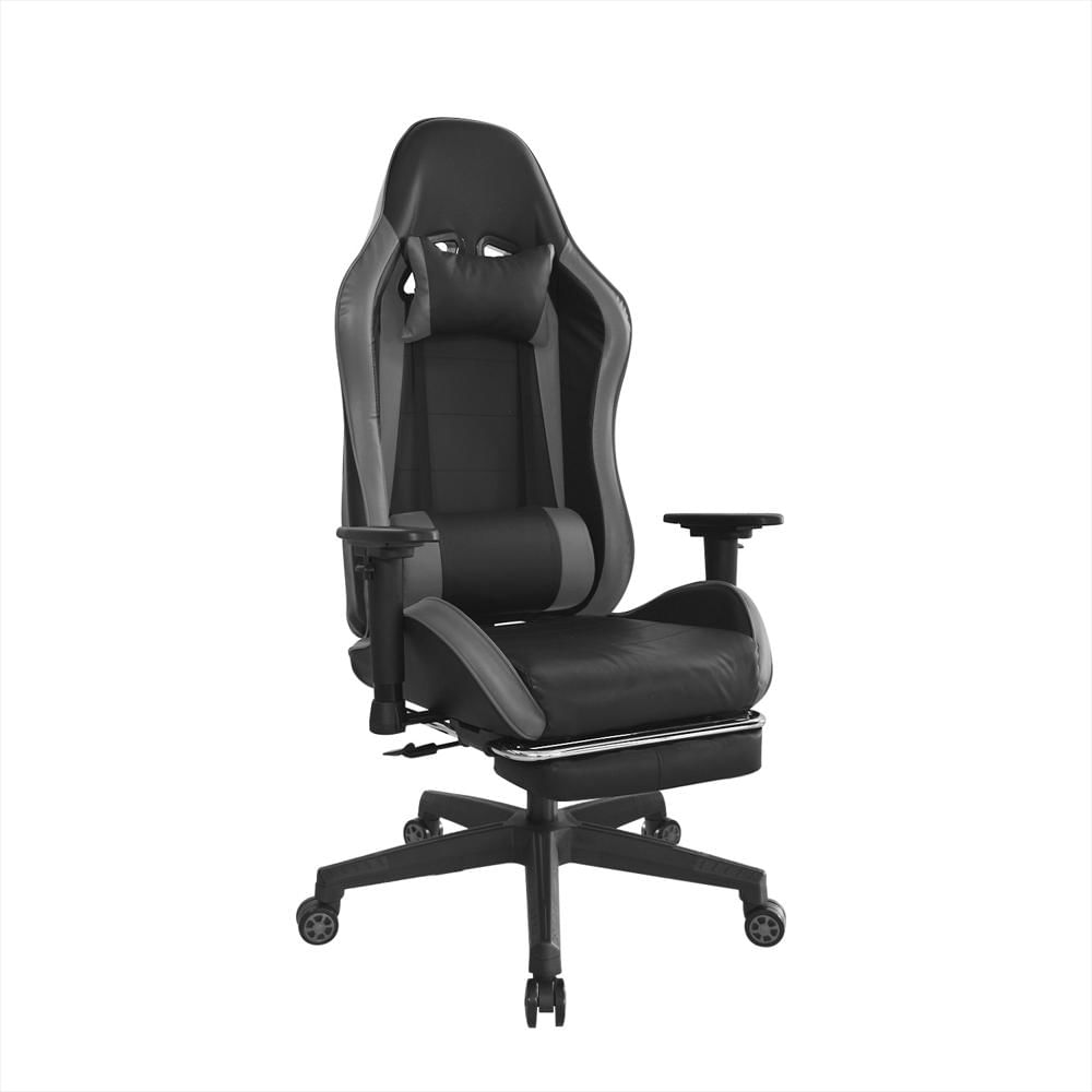 Silla Gamer Con Reposapiés Leaf Negro/Gris Bonno img #1