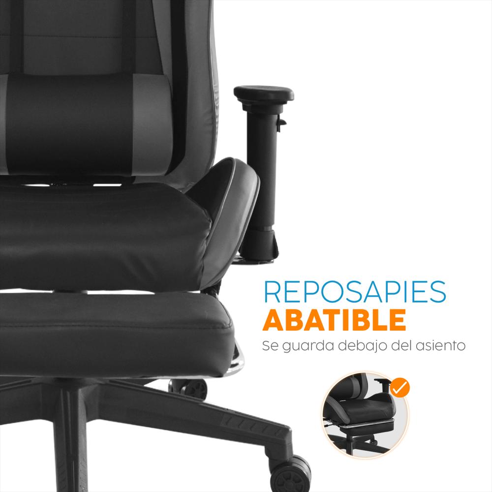 Silla Gamer Con Reposapiés Leaf Negro/Gris Bonno img #4