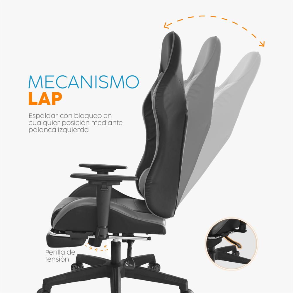 Silla Gamer Con Reposapiés Leaf Negro/Gris Bonno img #5