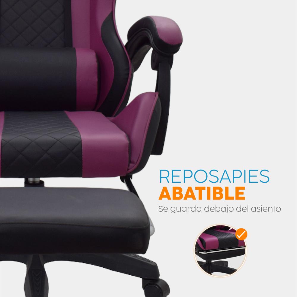 Silla Gamer Byd Con Reposapies Negro/Morado Bonno img #4