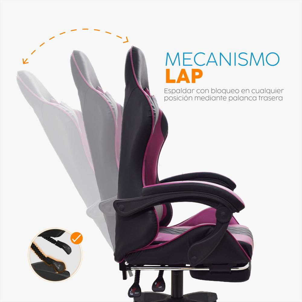 Silla Gamer Byd Con Reposapies Negro/Morado Bonno img #5