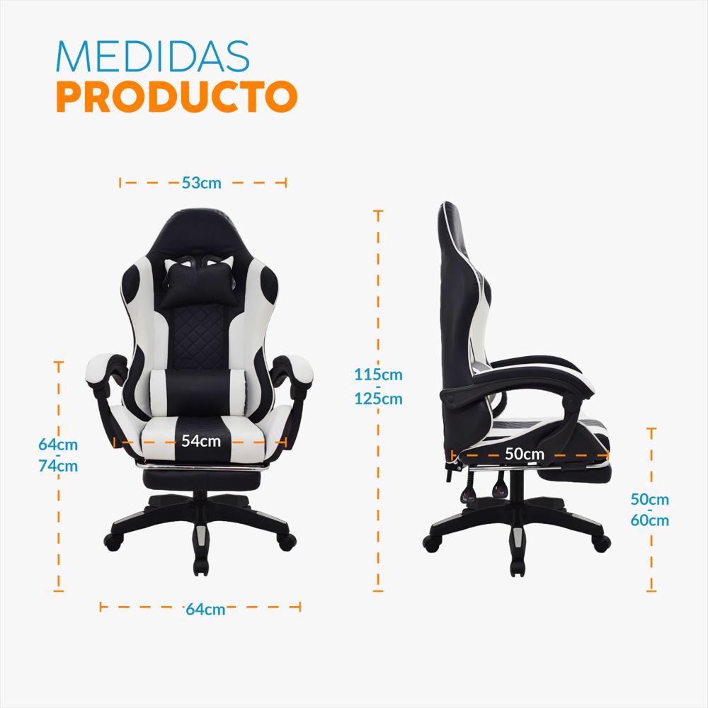 Silla Gamer Byd Con Reposapies Negro/Blanco Bonno img #2