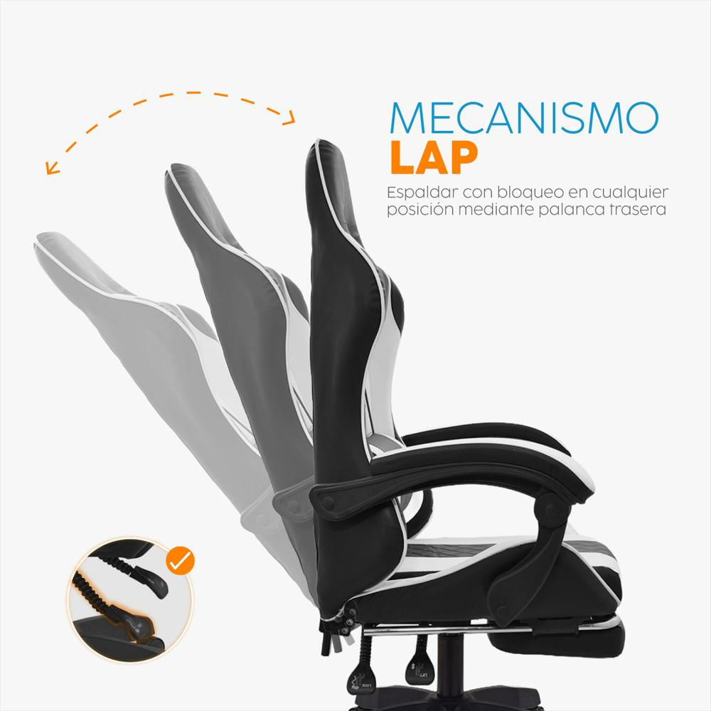 Silla Gamer Byd Con Reposapies Negro/Blanco Bonno img #4