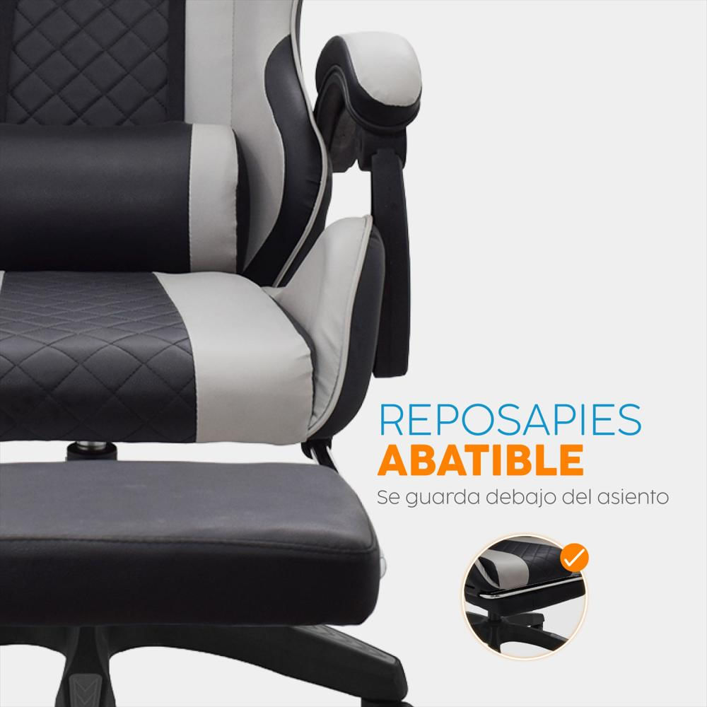 Silla Gamer Byd Con Reposapies Negro/Gris Bonno img #4