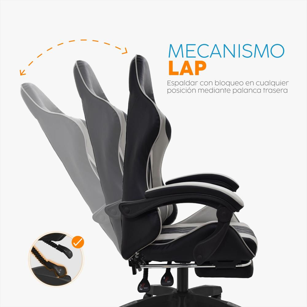Silla Gamer Byd Con Reposapies Negro/Gris Bonno img #5