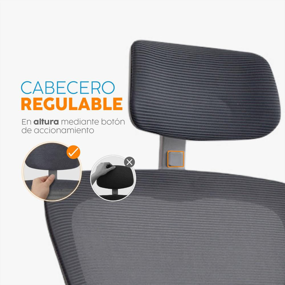 Silla De Escritorio Zad Eco Con Cabecero Gris Bonno img #3