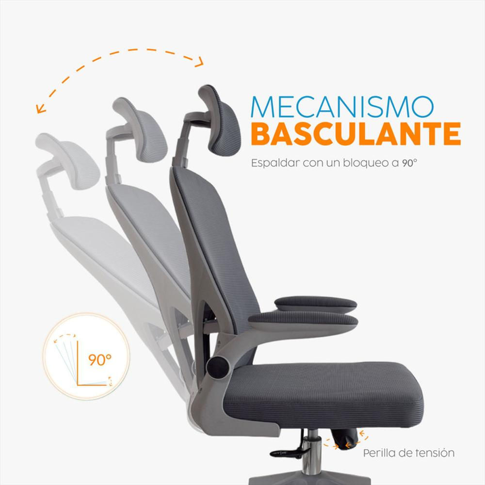 Silla De Escritorio Zad Eco Con Cabecero Gris Bonno img #5
