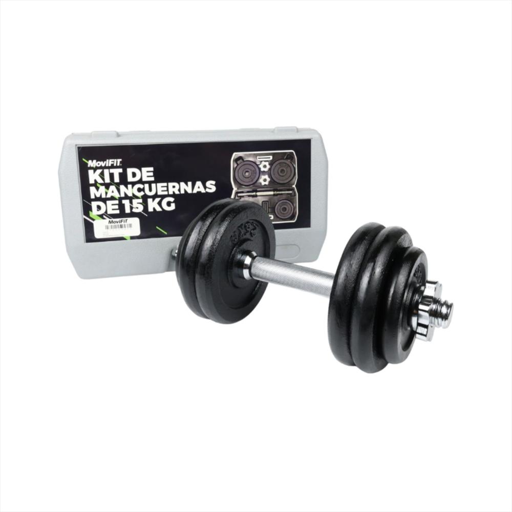 Kit De Mancuernas 15Kg Gris/Negro En Hierro img #2