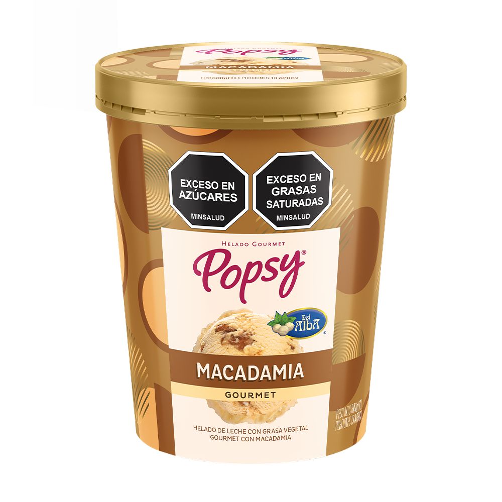 Helado POPSY sabor macadamia gourmet (600  gr)