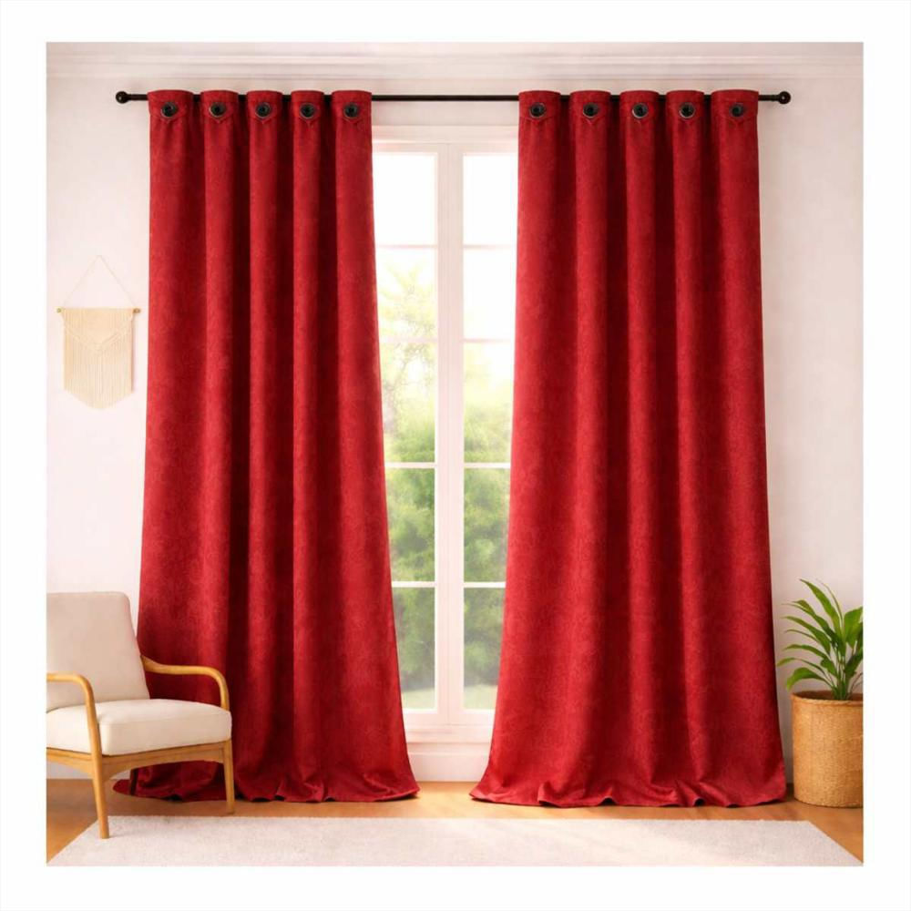 Cortinas 2 Paños 270 X 215 Jacquard Vinotinto img #1