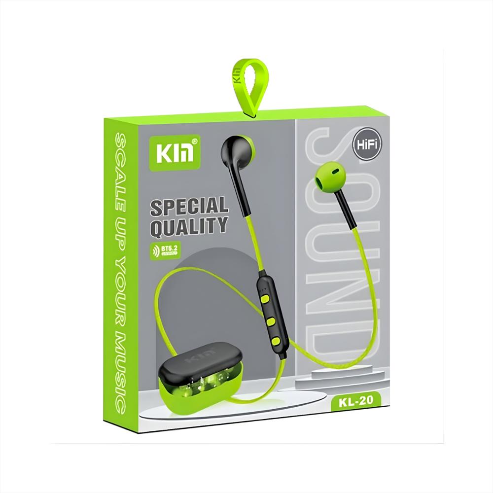 Audífonos Bluetooth Deportivos Con Micrófono | Inalámbricos + Estuche + Cable + Ganchos Color Negro Con Verde img #2