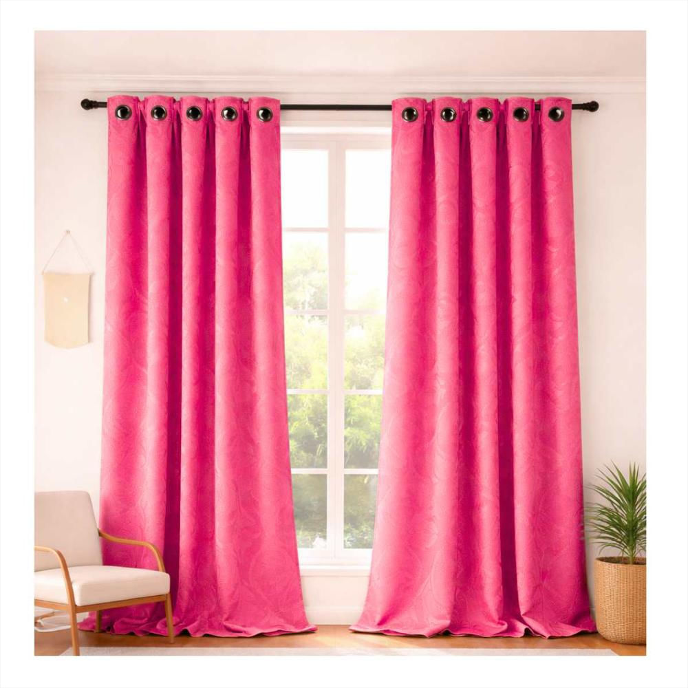 Cortinas 2 Paños 270 X 215 Jacquard Fucxia img #1