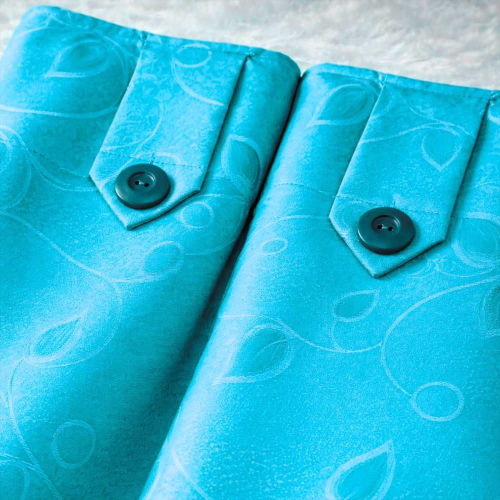 Cortinas 2 Paños 270 X 215 Jacquard Azul Turquesa img #2