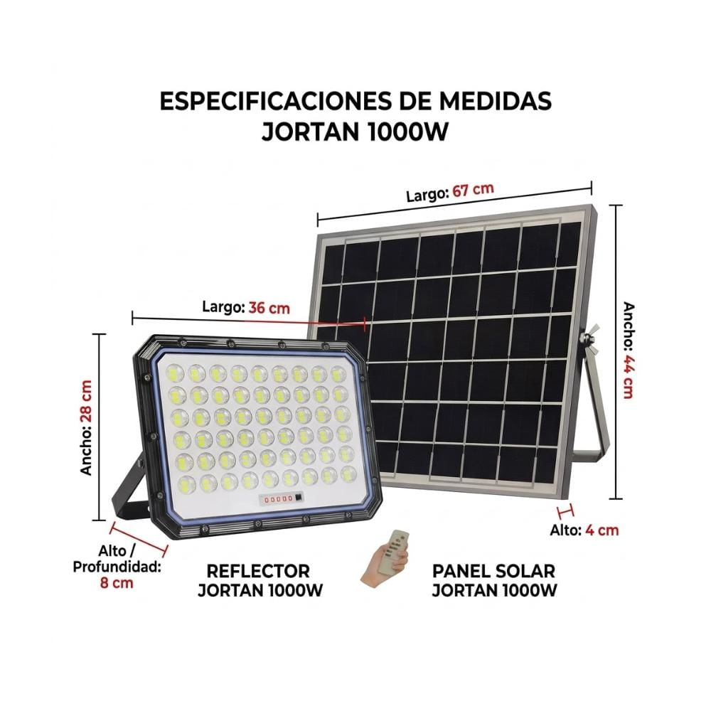 Reflector Solar Jortan 1000W Led Exterior Control Remoto img #4