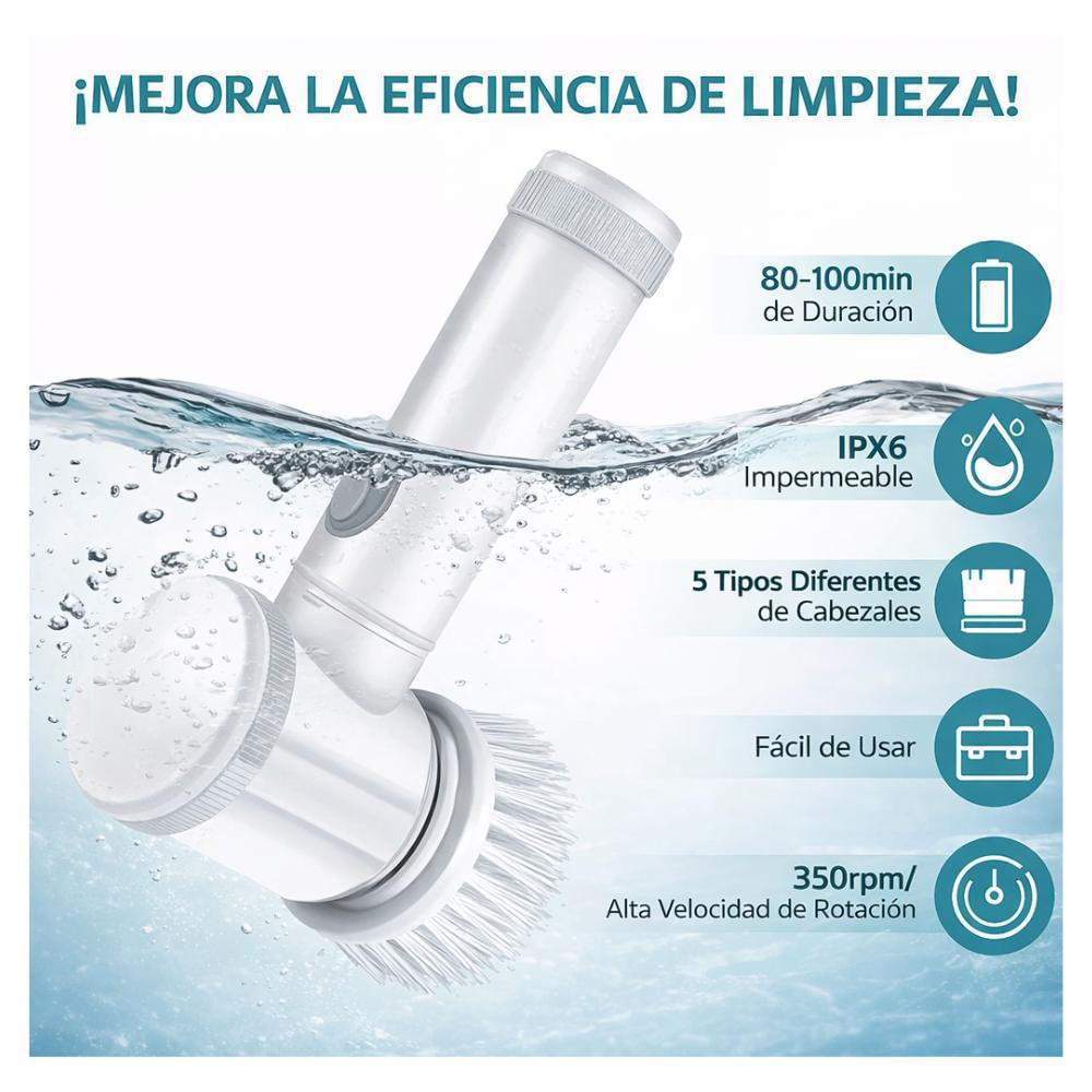 Cepillo De Limpieza Inalámbrico Giratorio Eléctrico 5 En 1 Blanco img #2