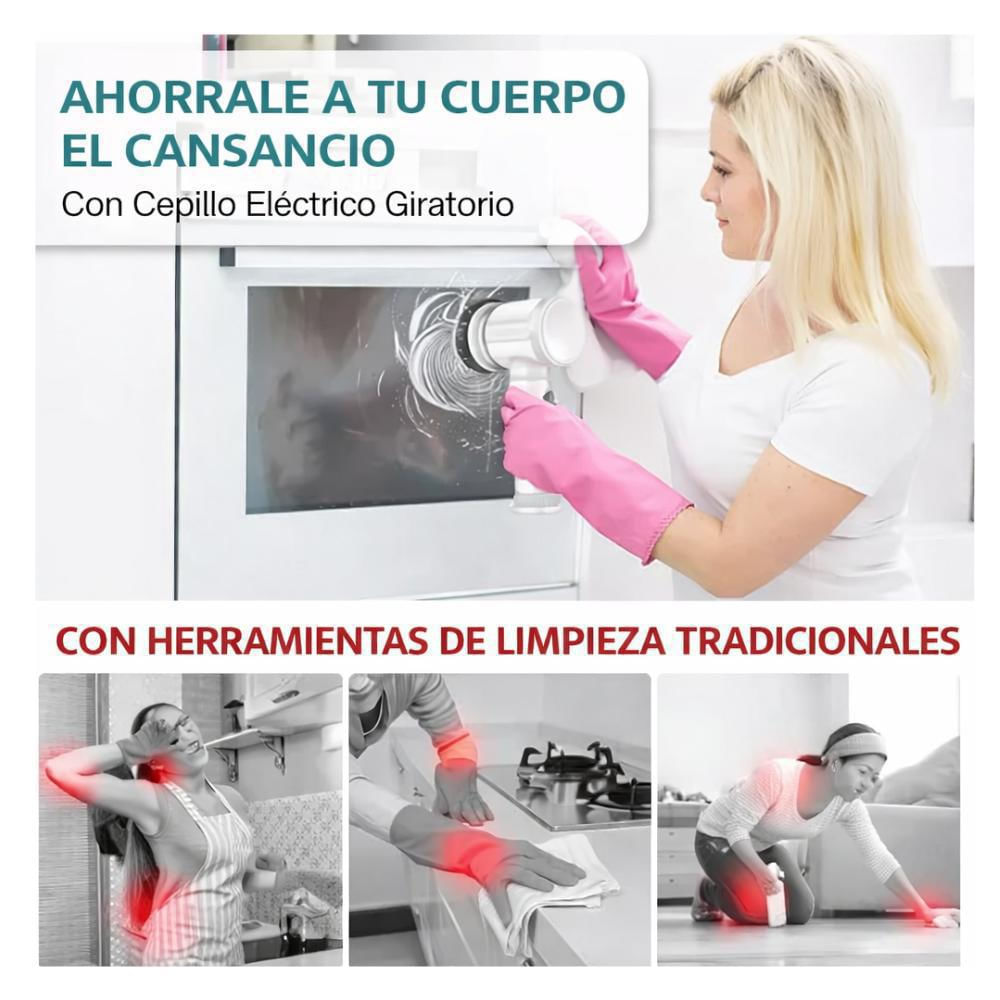 Cepillo De Limpieza Inalámbrico Giratorio Eléctrico 5 En 1 Blanco img #3