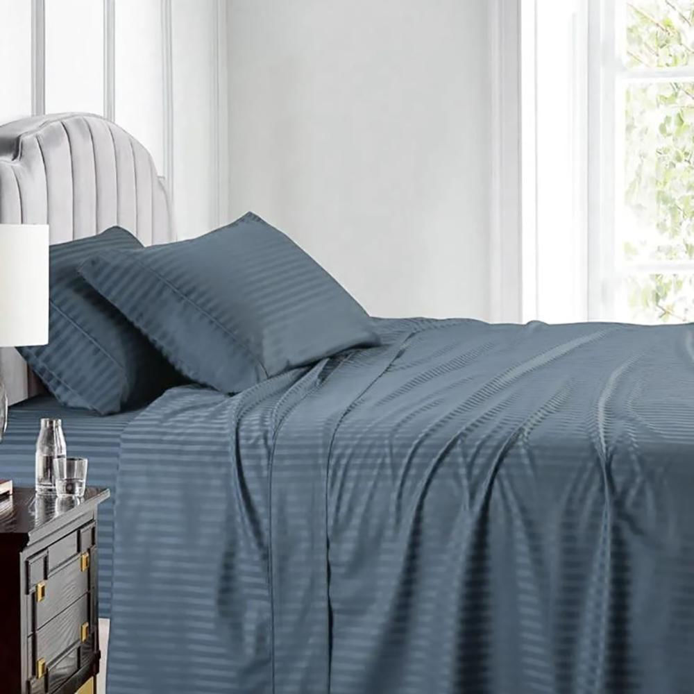 Juego De Sabanas King Mic Sateen Stripe Azul Petroleo img #1