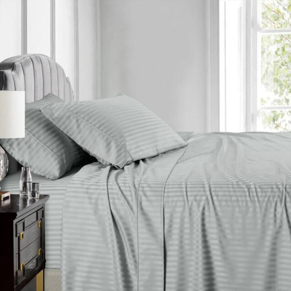 Juego De Sabanas Sencillo Mic Sateen Stripe Gris Plata img #1