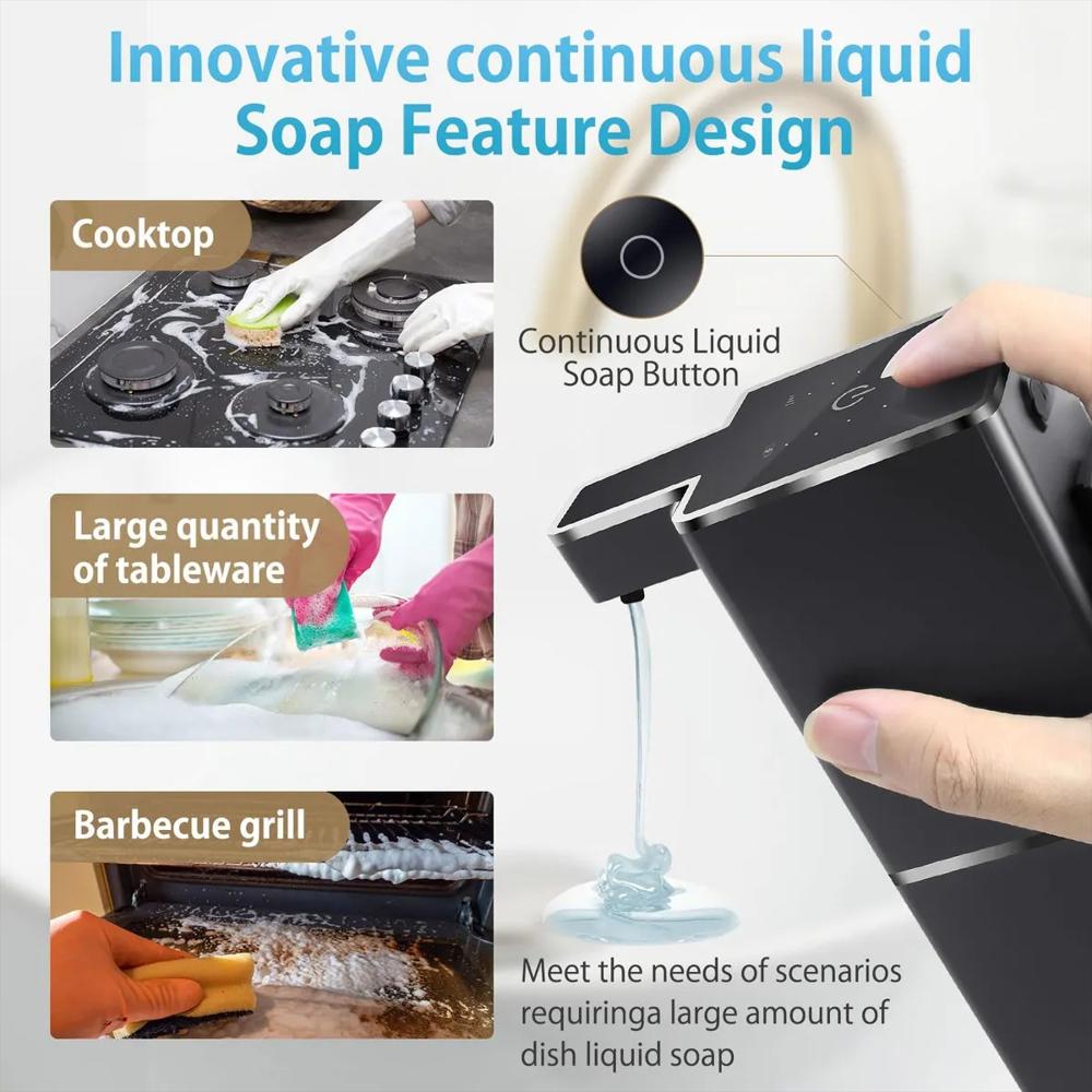 Dispensador Automático De Jabón Líquido Recargable Usb C Y Sensor Inteligente Color Negro img #4